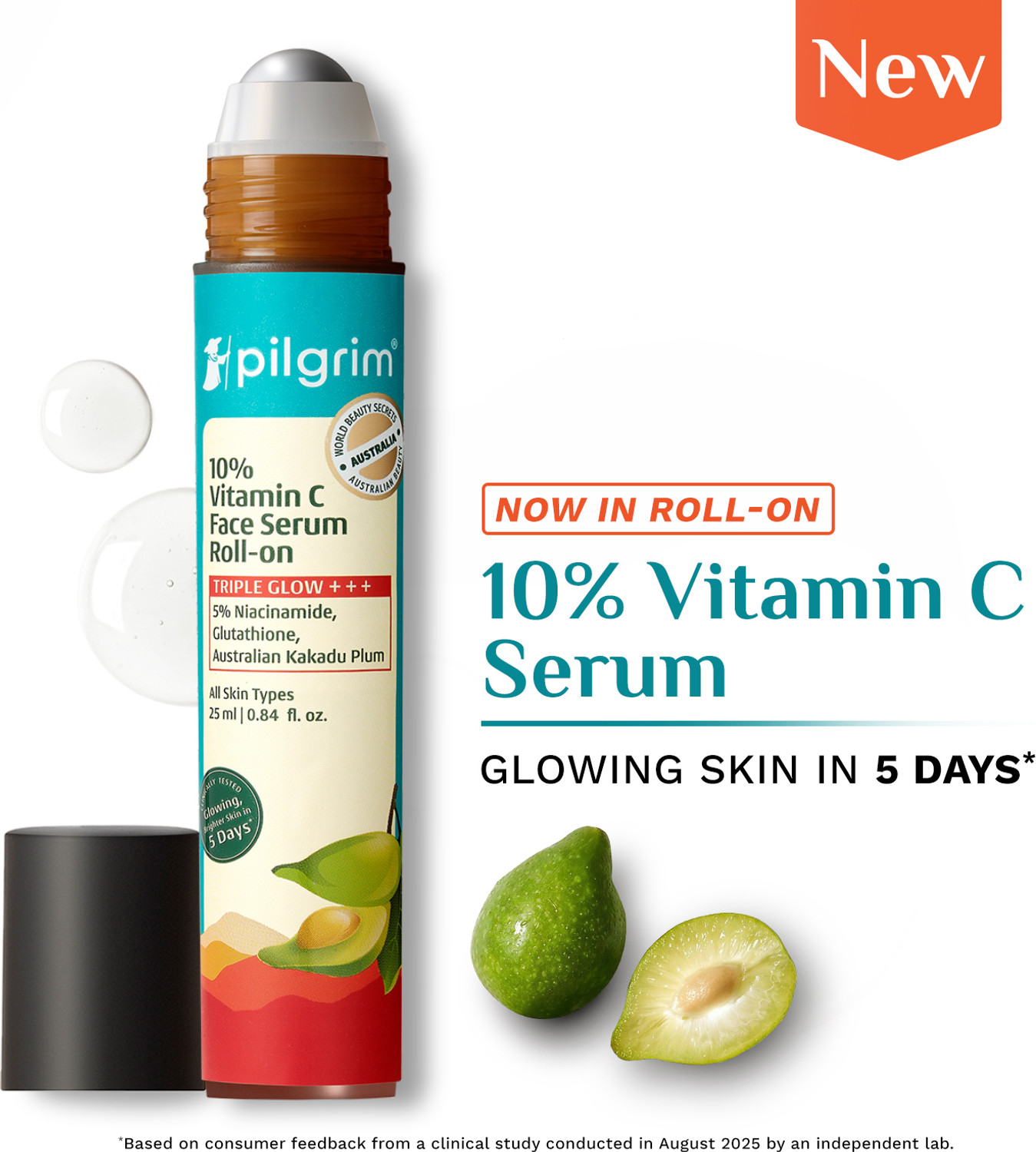 Image of Pilgrim 10% Vitamin C Face Serum Skin Brightening Roll On For Men & Women