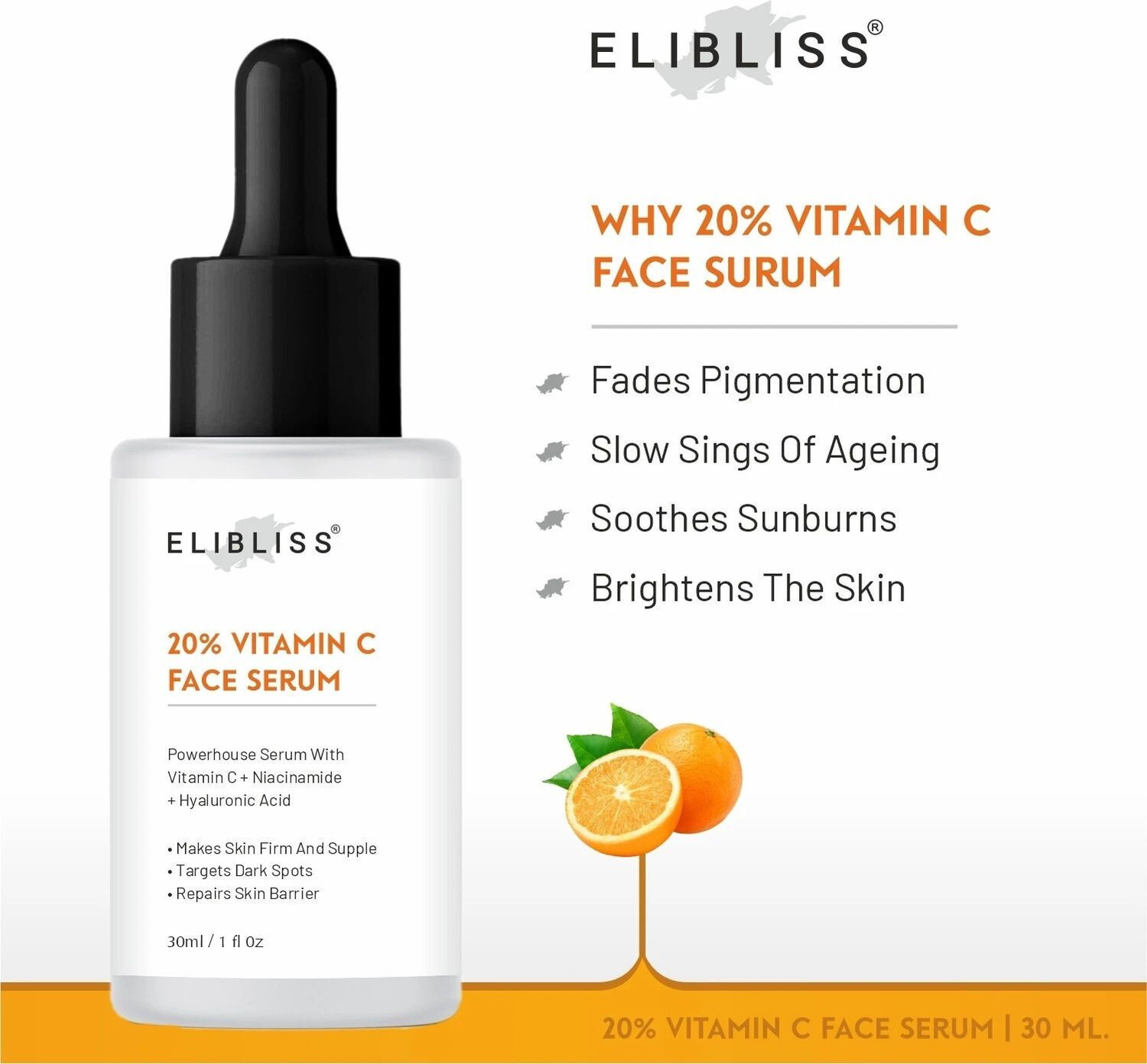 Image of ELIBLISS 20% Vitamin C Serum for Brightening, Repairs, Hydrating, Firming & Anti-Aging
