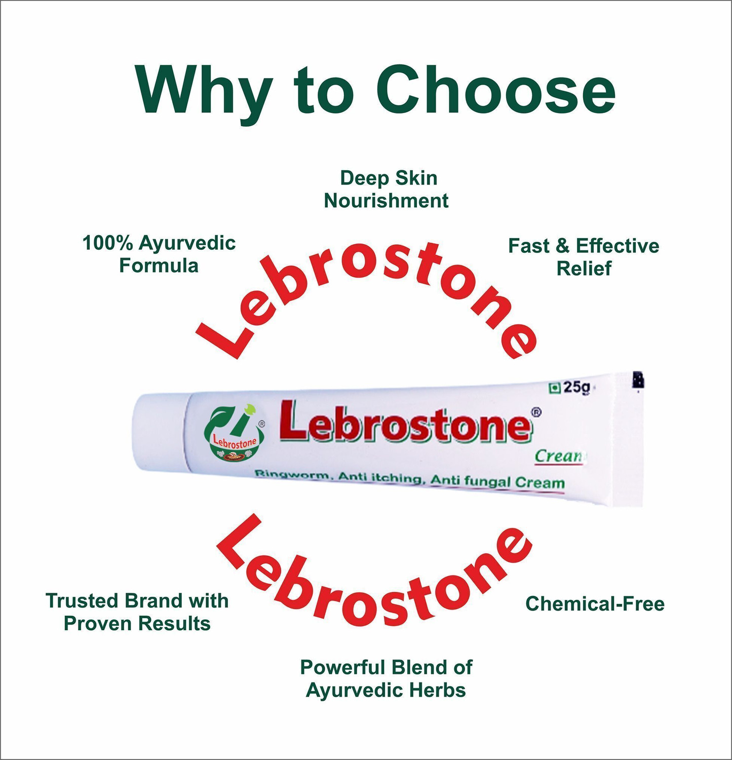 Image of Lebrostone Ayurvedic Skin Care Treatment Cream 25g - For Ringworm, Itching & Fungal Infections (Pack of 1)
