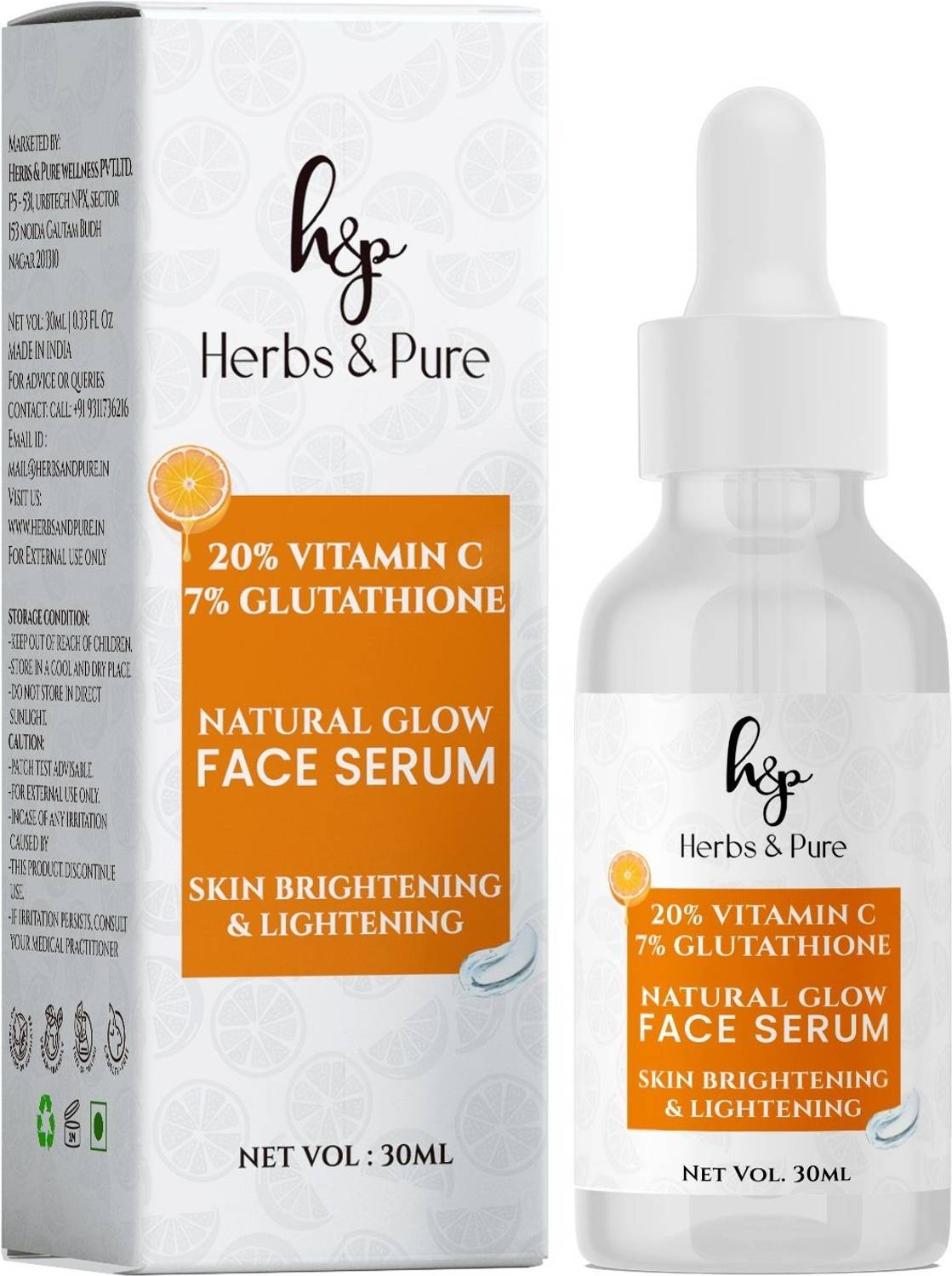 Herbs & Pure Natural Glow Face Serum with 20% Vitamin C & 7% Glutathione  Price in India - Buy Herbs & Pure Natural Glow Face Serum with 20% Vitamin  C & 7%