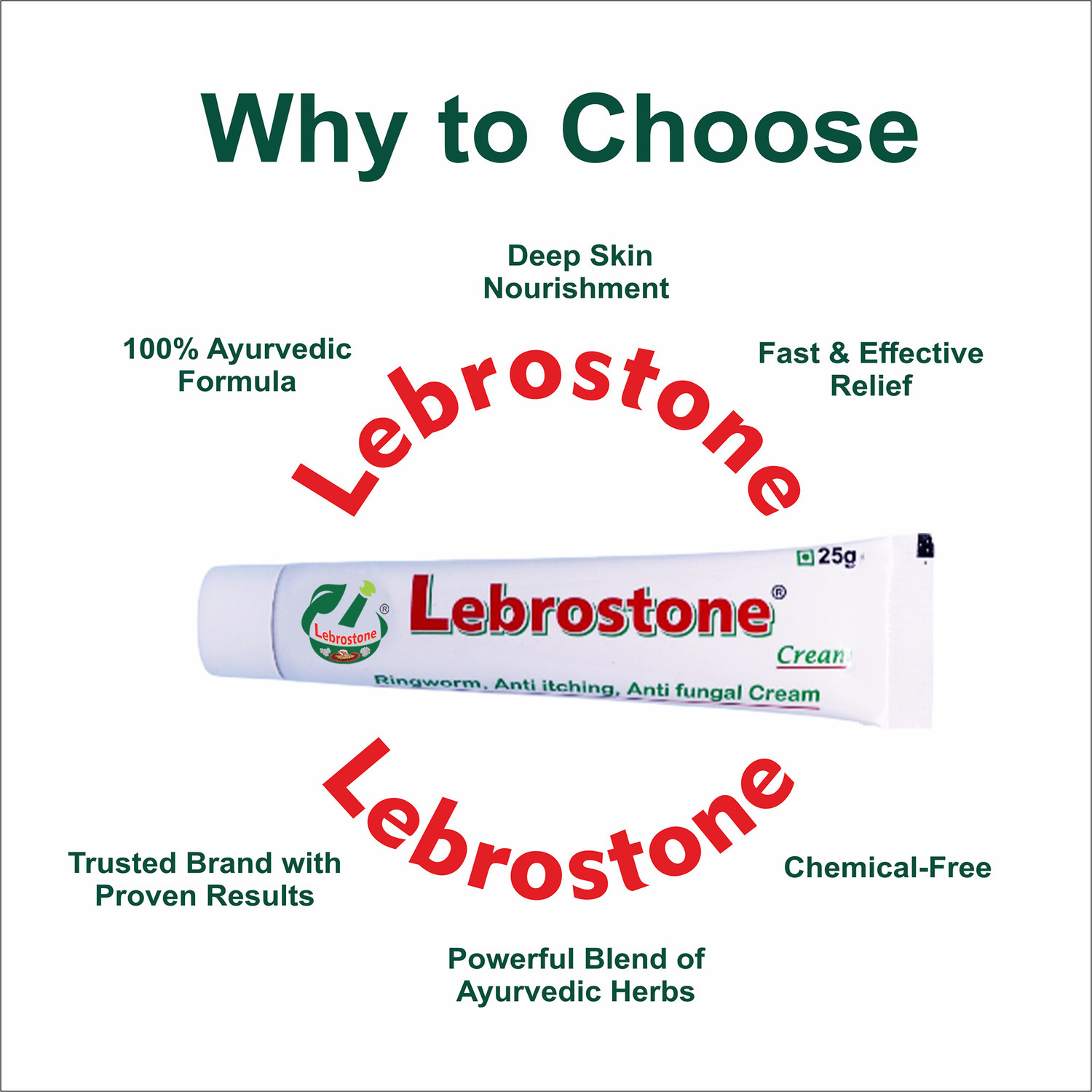 Image of Lebrostone Ayurvedic Skin Care Treatment Cream 25g - For Ringworm, Itching & Fungal Infections (Pack of 6)