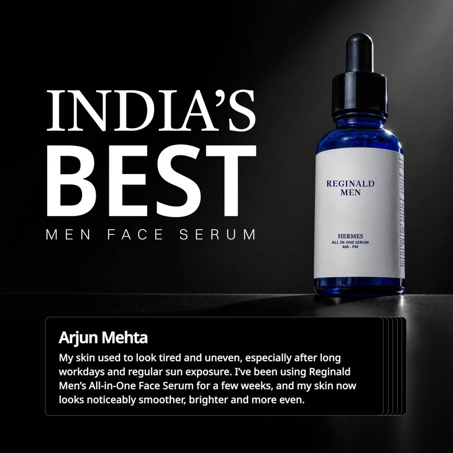 Reginald Men Hermes All in One Face Serum with 15 Actives| Fast Absorbing & Non-Sticky - Image 3