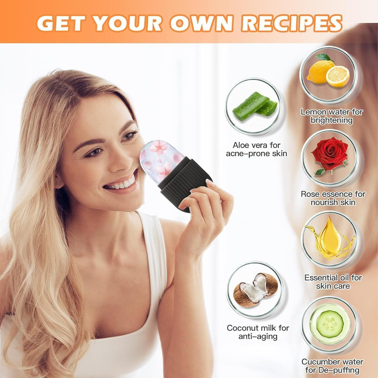 Image of RUGY Facial Jade Roller,Gua Sha stone ,Hair Scalp shampoo massager with Ice Roller