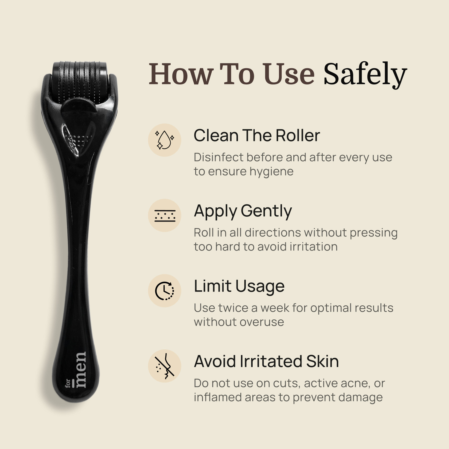 Image of Formen Derma Roller for Hair & Beard Growth 1mm | 540 Titanium Needles for Hair Regrowth