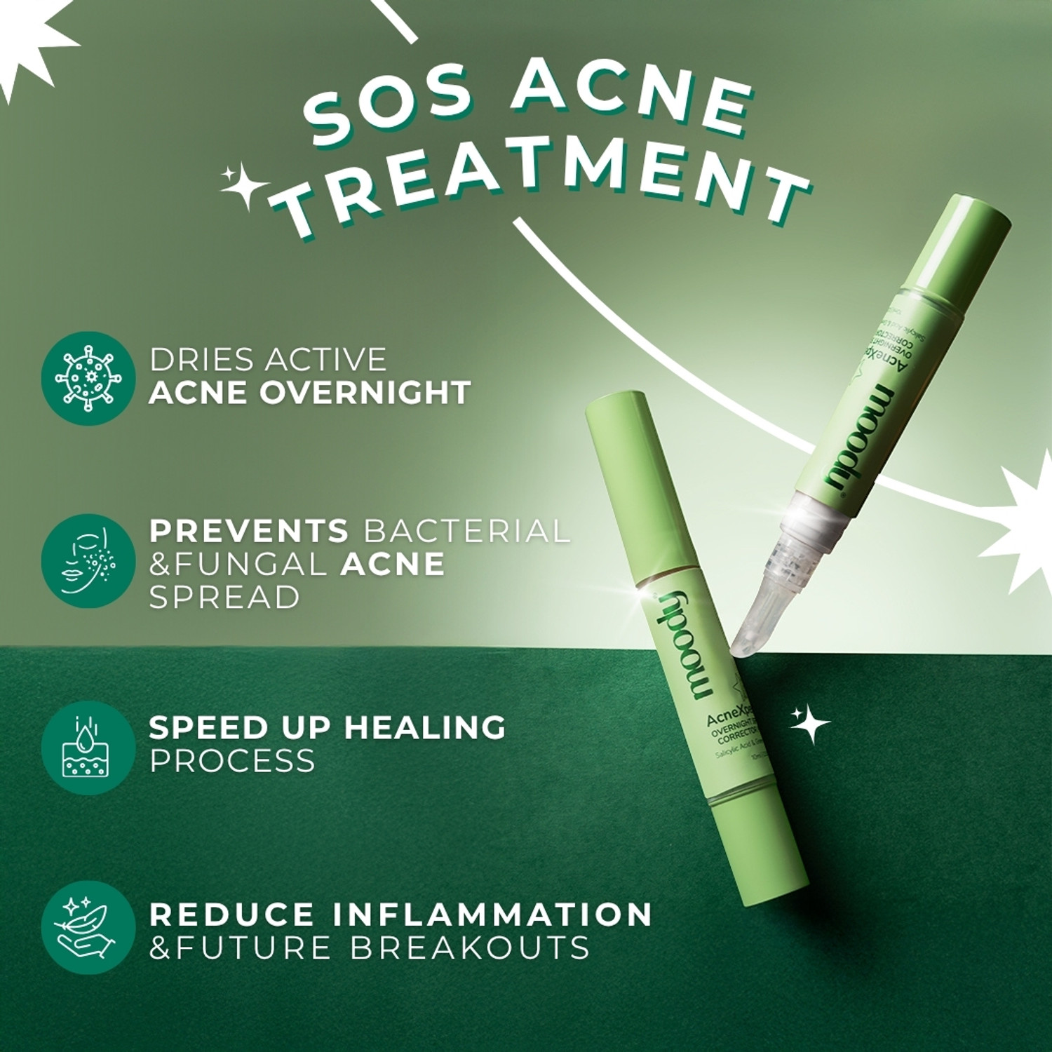 Image of MOODY Acnexpert Overnight Spot correcting pen with Salicylic acid and Green tea