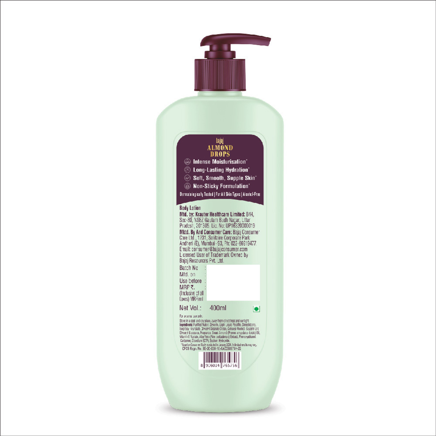 Image of BAJAJ Almond Drops Ultralight Body Lotion, Hydration-Aloe Vera, Almond Oil & Vitamin E