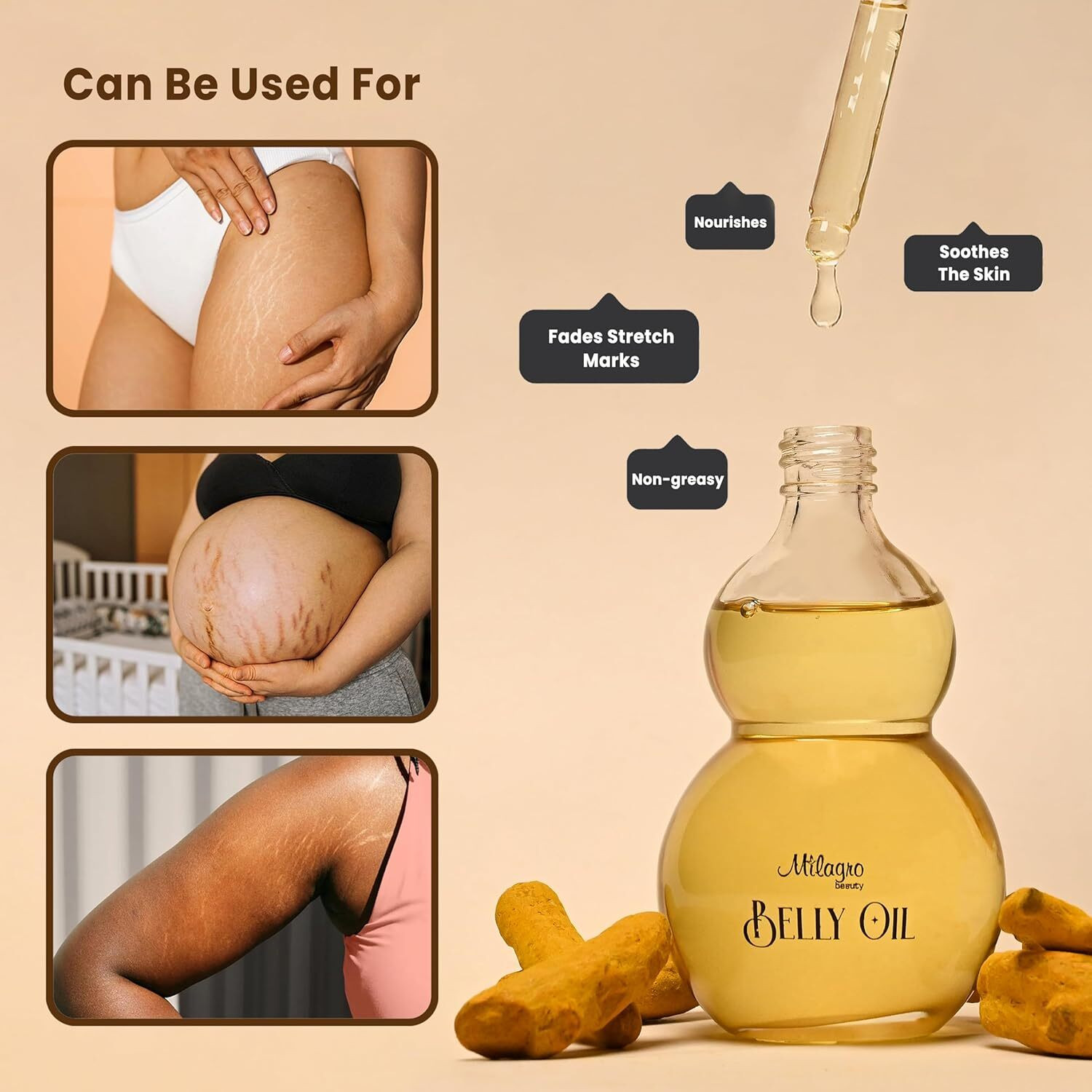 Image of Milagro Beauty Belly Oil: Fades Stretch Marks and Scars