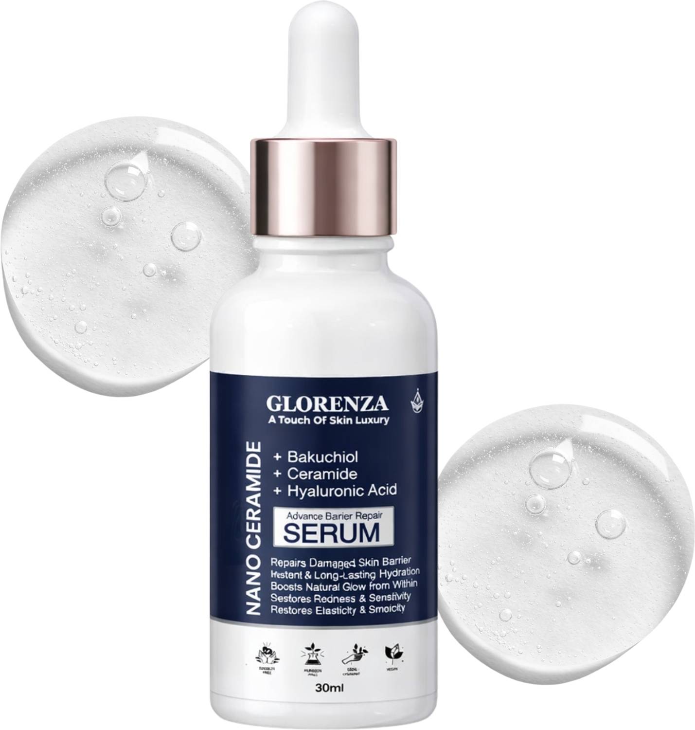 glorenza Nano Ceramide Face Serum with Bakuchiol & Hyaluronic Acid