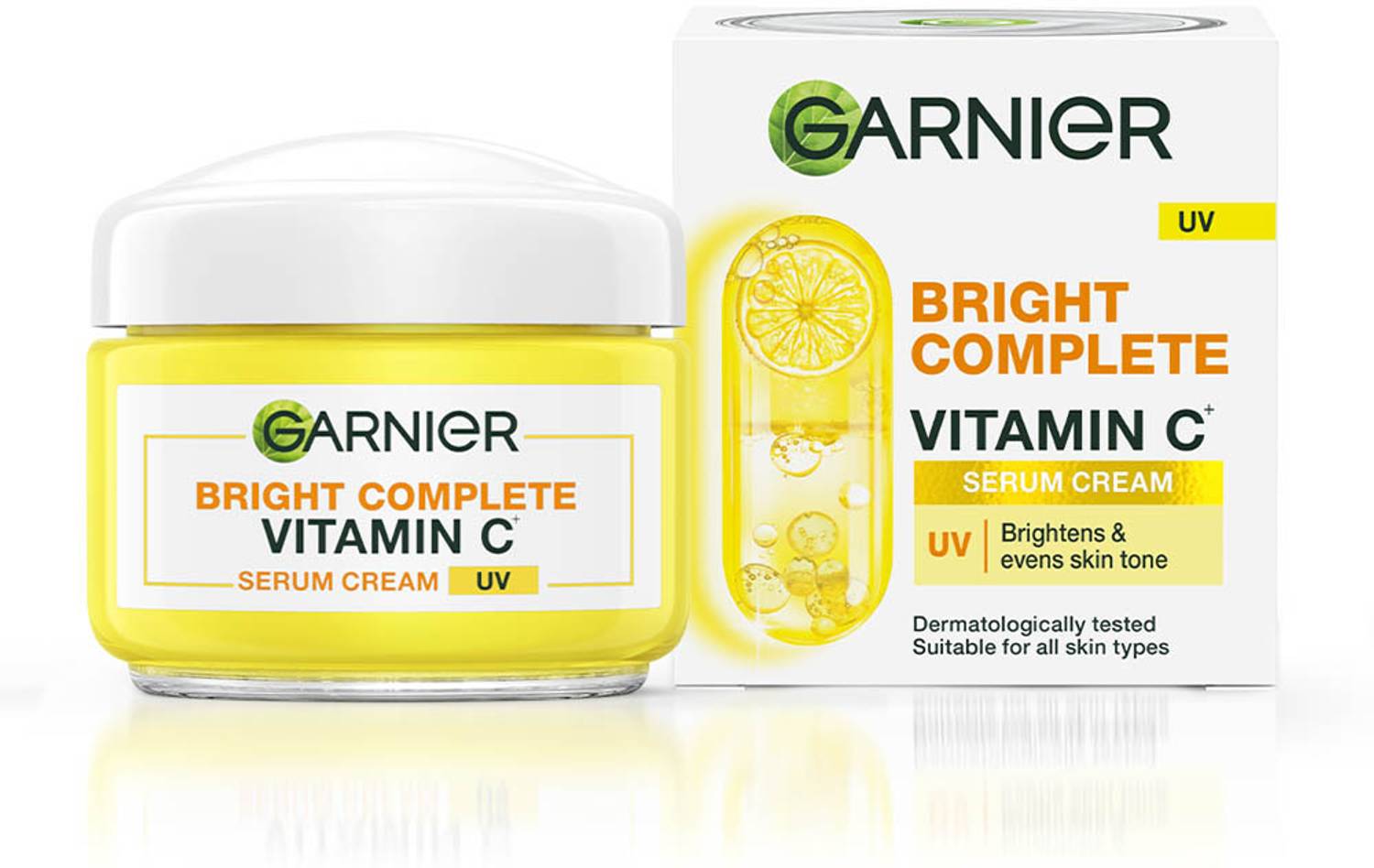 GARNIER Bright Complete Vitamin C Serum UV Cream, Sun Protection & Skin Brightening