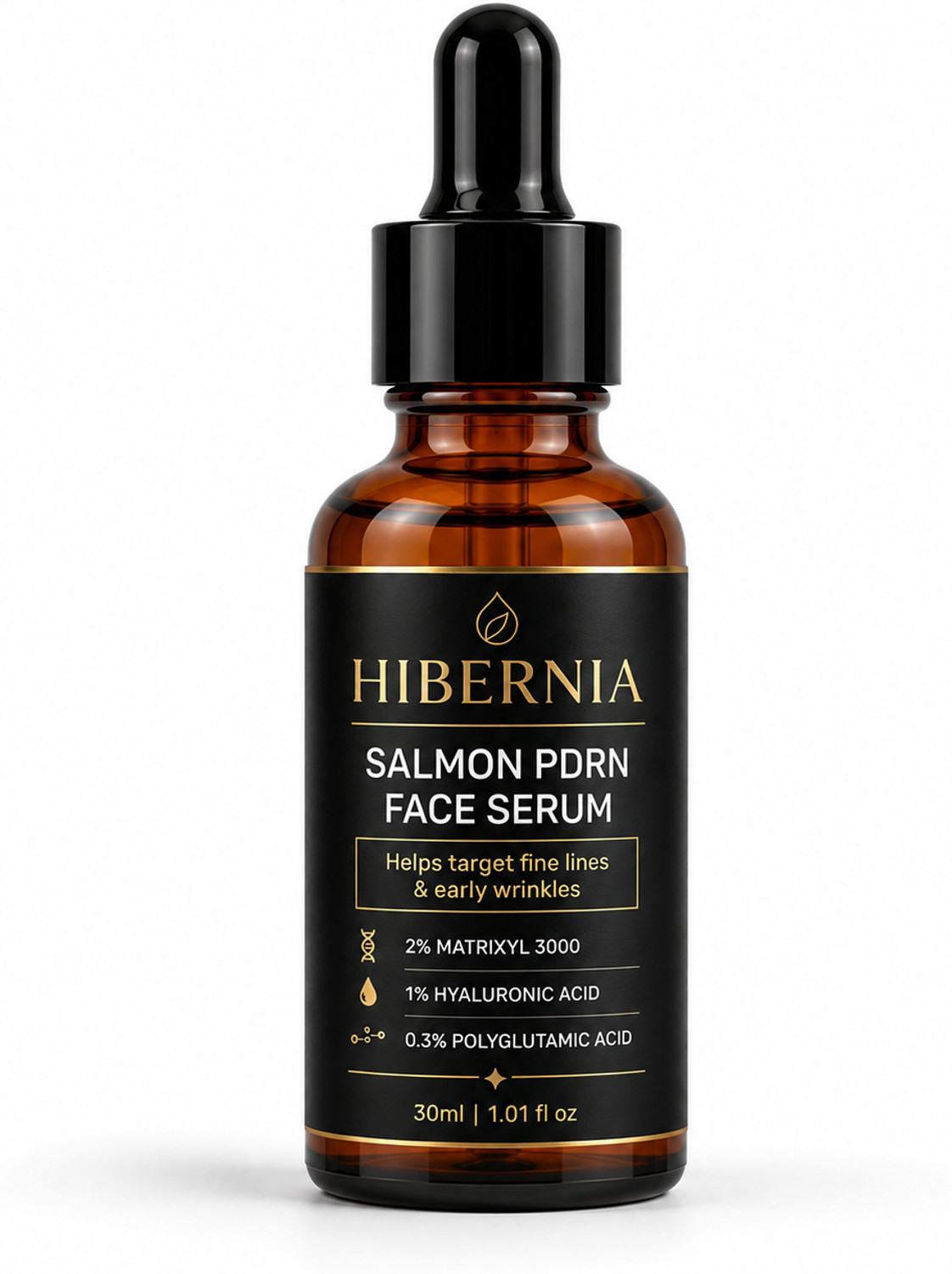 Image of Hibernia NEW Salmon PDRN Face Serum with Hyaluronic Acid, Niacinamide & Matrixyl 3000 | Anti-Aging, Hydrating & Brightening Serum (30 ml)