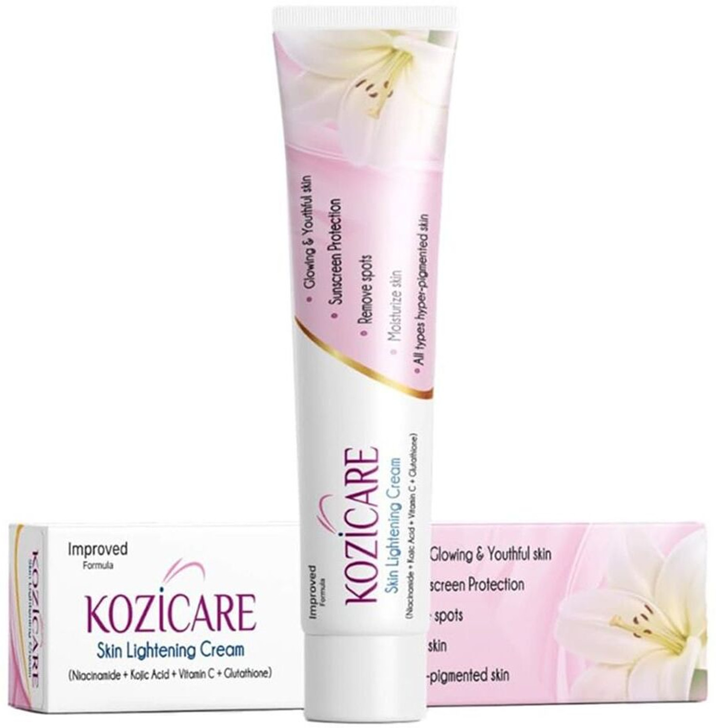 Image of Kozicare Skin Lightening Cream with Kojic Acid, Arbutin, Glutathione | All Types Skin