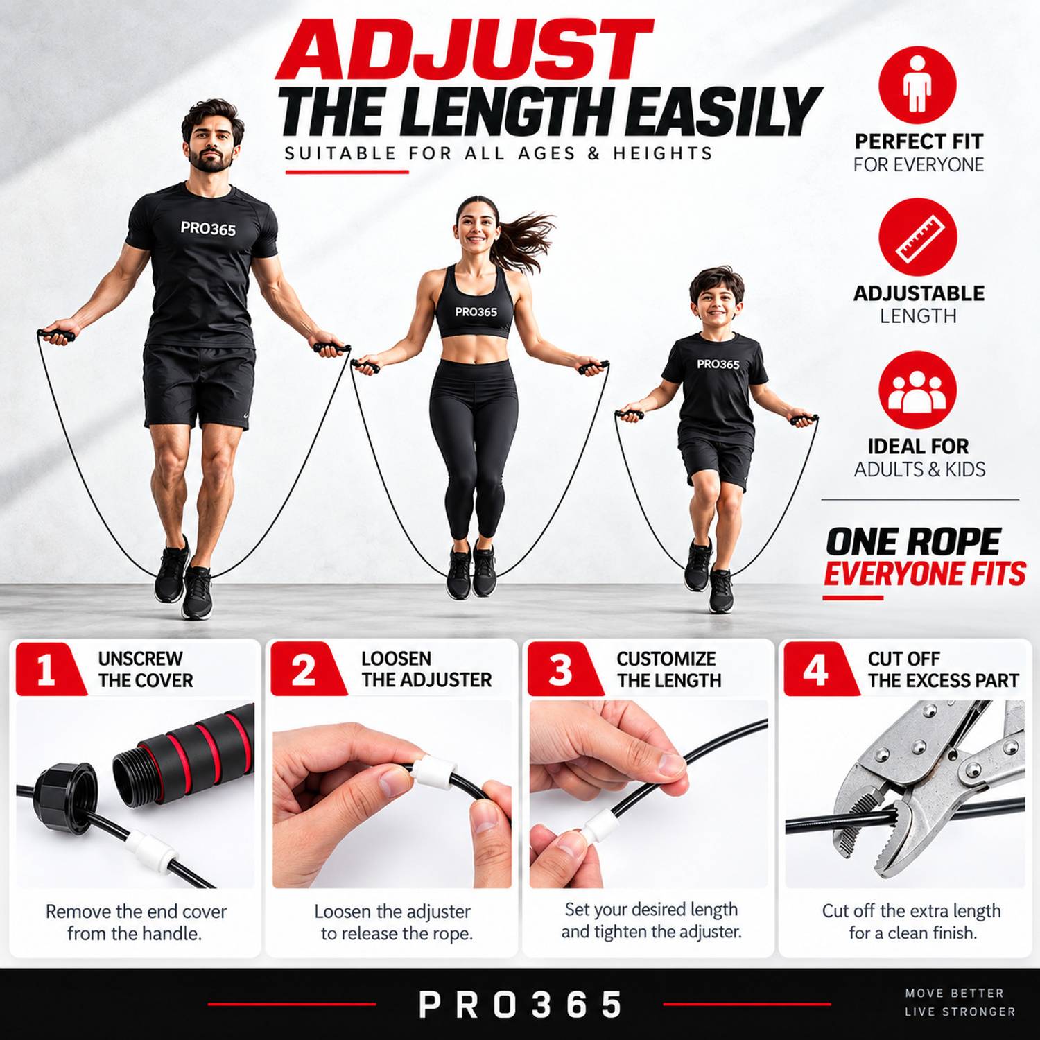 PRO365 Adjustable Exercise Skipping Rope - Image 4