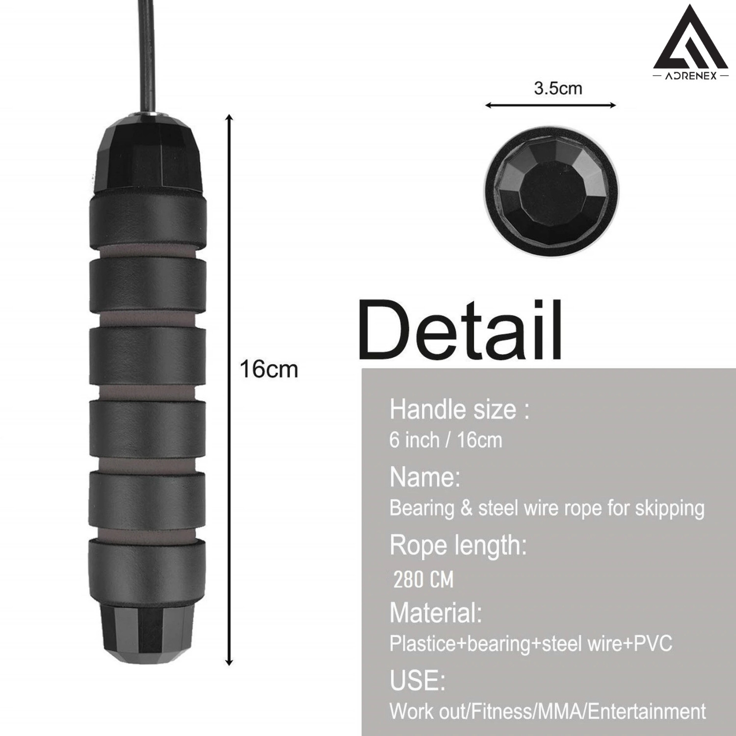 Image of Adrenex by Flipkart Adjustable Speed Jump Rope With Foam Handle For Women, Men,Kids Aerobic Exercise Freestyle Skipping Rope