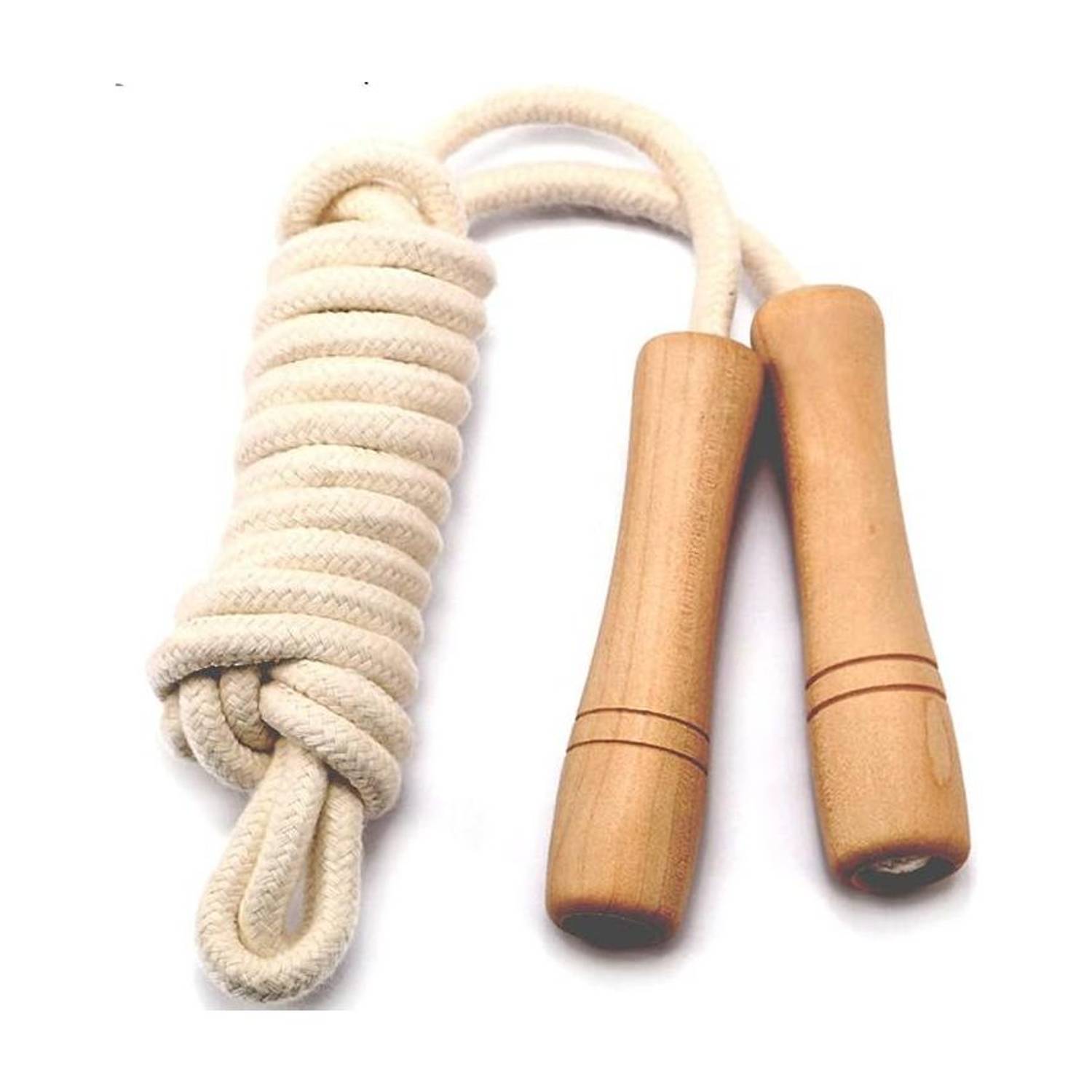 ABSSports Wooden Handle - Adjustable Cotton Braided Fitness Skipping Rope Freestyle Skipping Rope