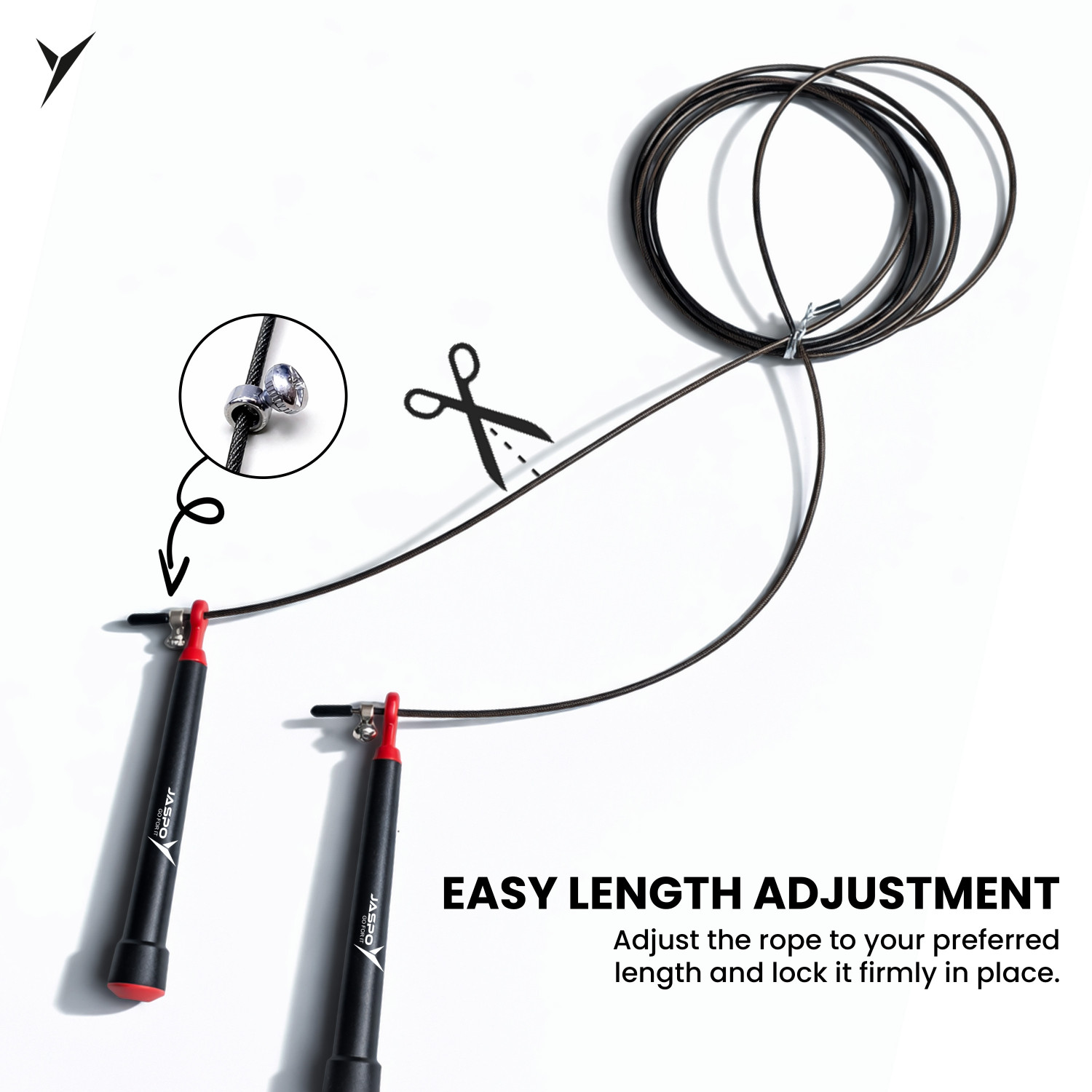 Image of Jaspo Steel-Skip Skipping Rope| Unbreakable| Adjustable| Tangle-Free| Anti-Slip Grip Speed Skipping Rope