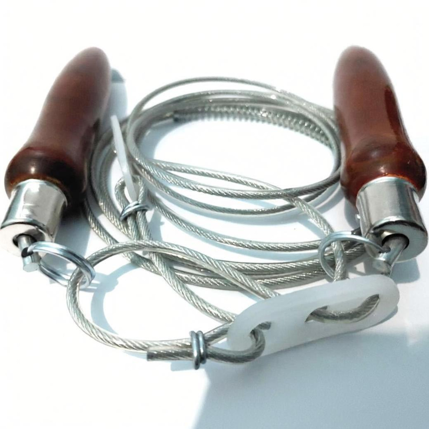 Image of RAHICO CLUB WOODEN HANDLE INSULATED STEEL GYM WIRE SKIPPING ROPE Freestyle Skipping Rope (Grey, Length: 270 cm)