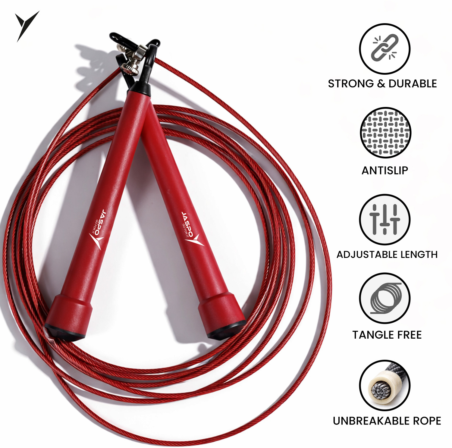 Image of Jaspo Steel-Skip Skipping Rope| Unbreakable| Adjustable| Tangle-Free| Anti-Slip Grip Speed Skipping Rope