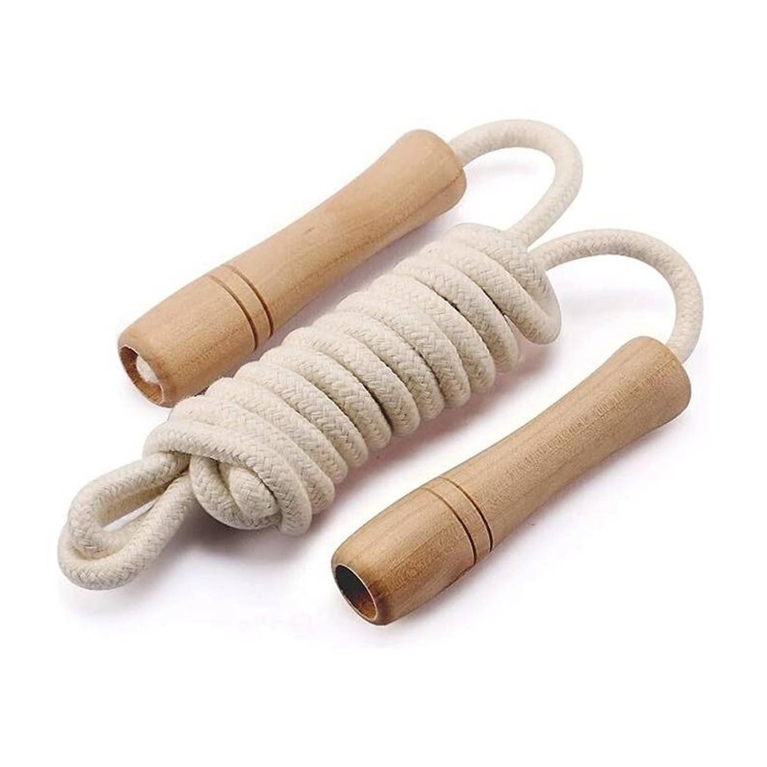 ABSSports Jump Rope for Kids-Wooden Handle-Adjustable Cotton Braided Fitness Skipping Rope Kids Skipping Rope