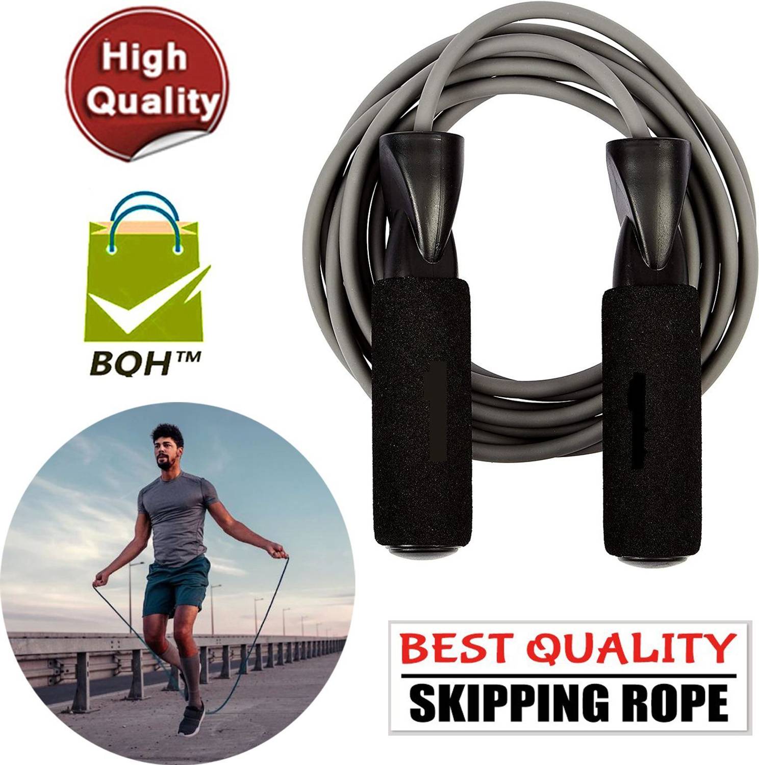 BQH Skipping rope for Men and Women Jumping Rope Adjustable Height Freestyle Skipping Rope