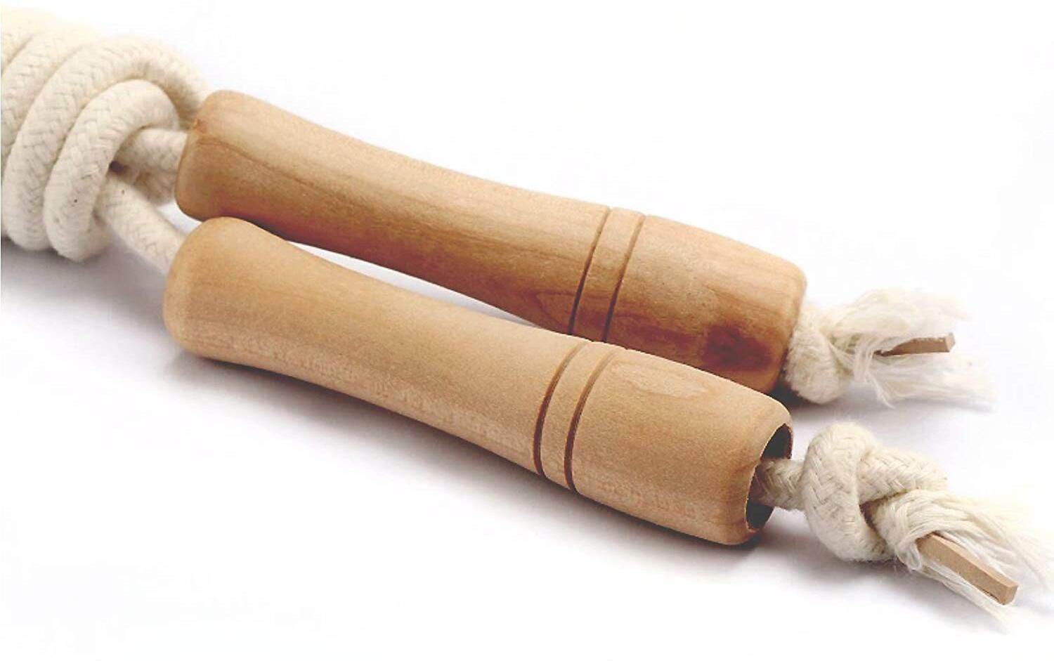 Image of Black Mountain Wooden Handle Adjustable Cotton Rope For Men & Women Jumping Rope Freestyle Skipping Rope