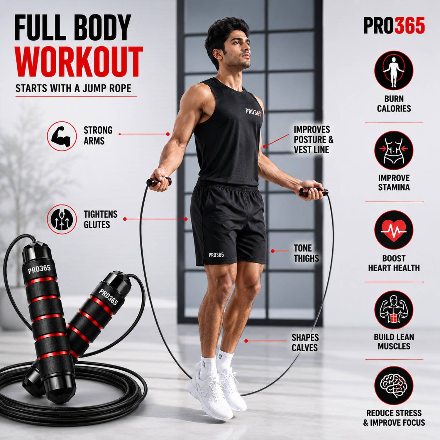 PRO365 Adjustable Exercise Skipping Rope - Image 5