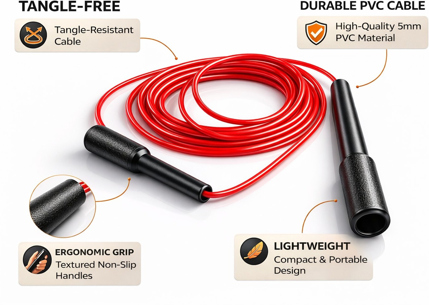 Image of Gym Insane 6mm PVC Jump Rope Adjustable Speed Skipping Rope for Fitness & Cardio Freestyle Skipping Rope