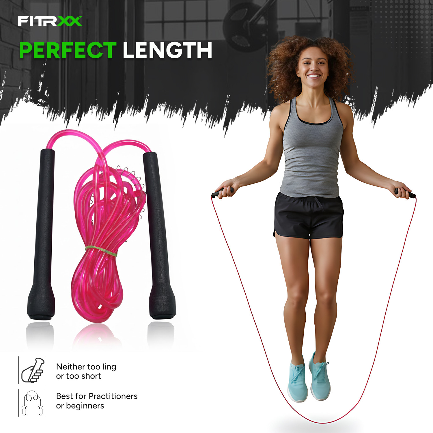 Image of FITRXX 5 kg pair Round Shape Rubber Dumbbells set for men and women Weighted Skipping Rope