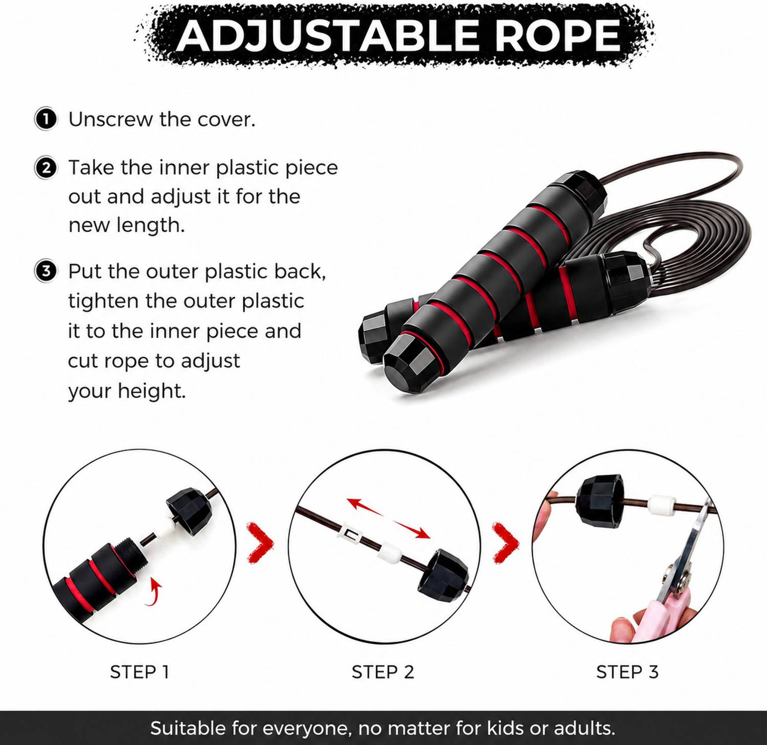 Fitness Scout Adjustable Steel Jump Rope - Image 4