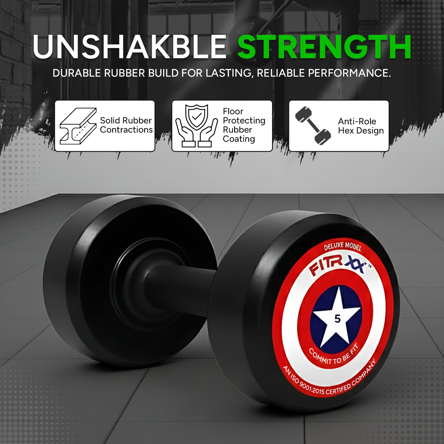 Image of FITRXX 5 kg pair Round Shape Rubber Dumbbells set for men and women Weighted Skipping Rope