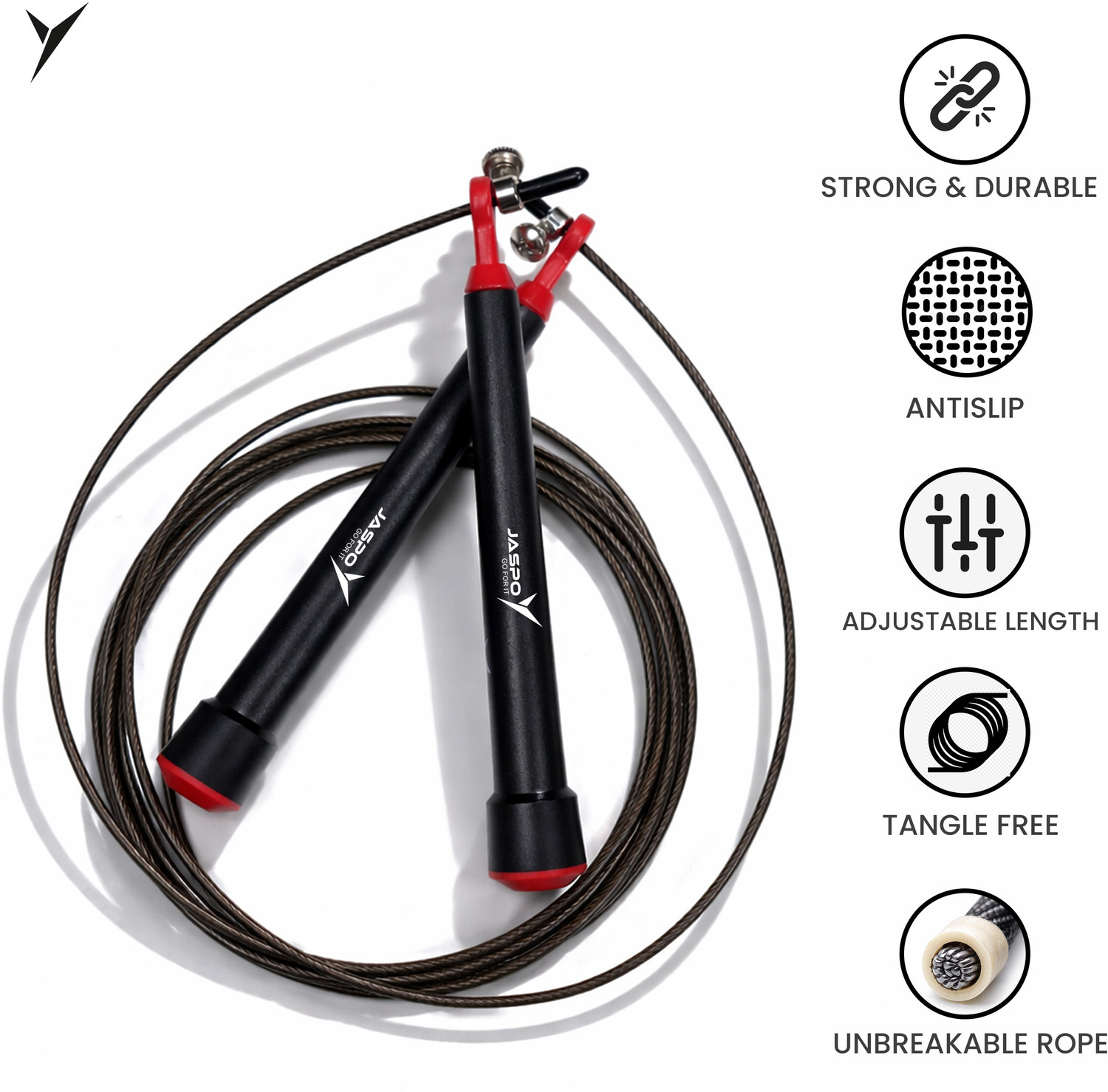 Image of Jaspo Steel-Skip Skipping Rope| Unbreakable| Adjustable| Tangle-Free| Anti-Slip Grip Speed Skipping Rope