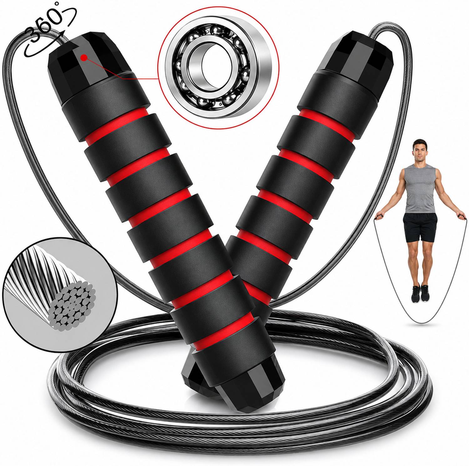 Fitness Scout Adjustable Steel Jump Rope - Image 1