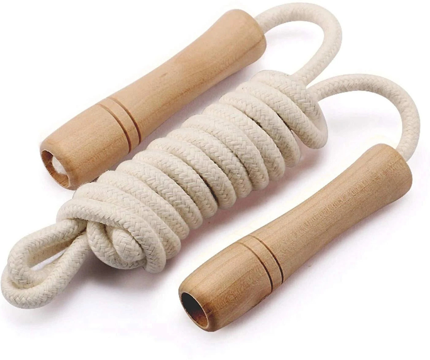 Image of Black Mountain Wooden Handle Adjustable Cotton Rope For Men & Women Jumping Rope Freestyle Skipping Rope