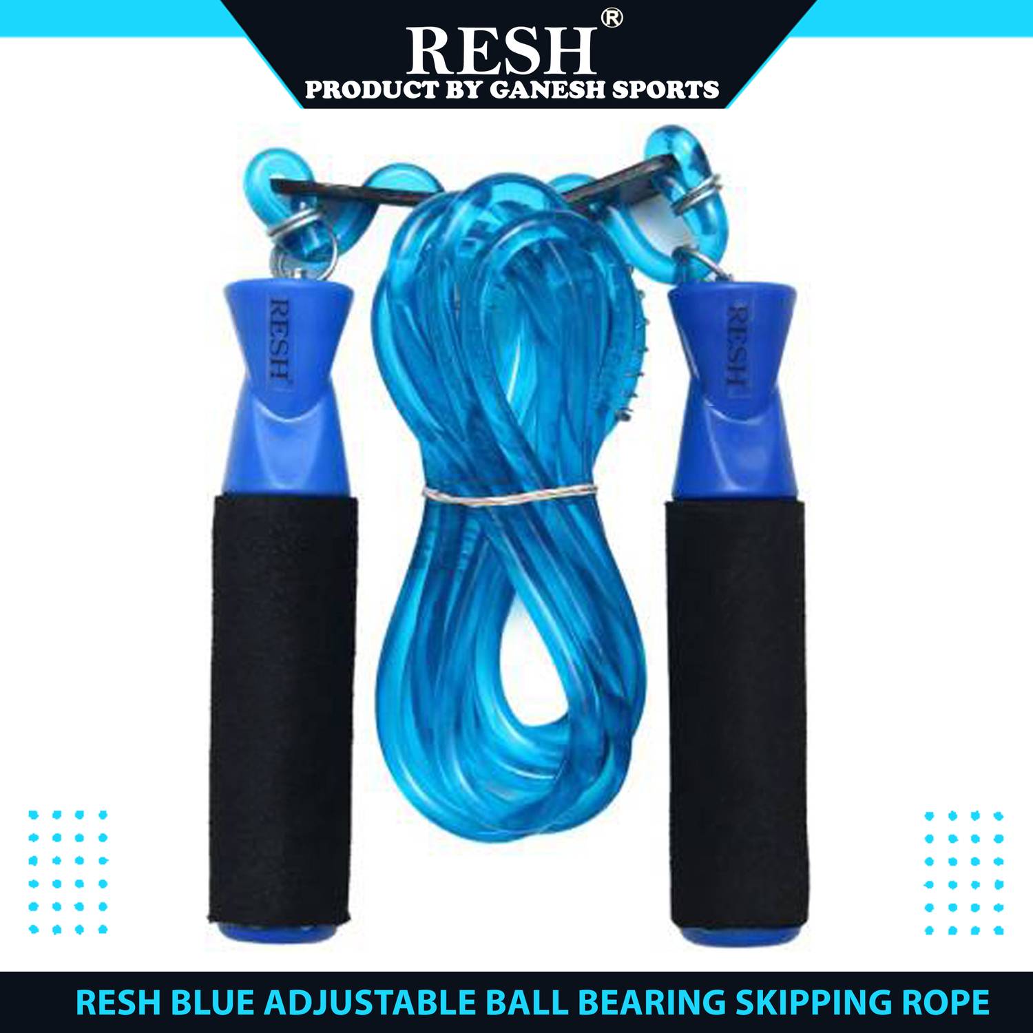 Resh Blue adjustable Ball Bearing Skipping Rope (Blue, Length: 27