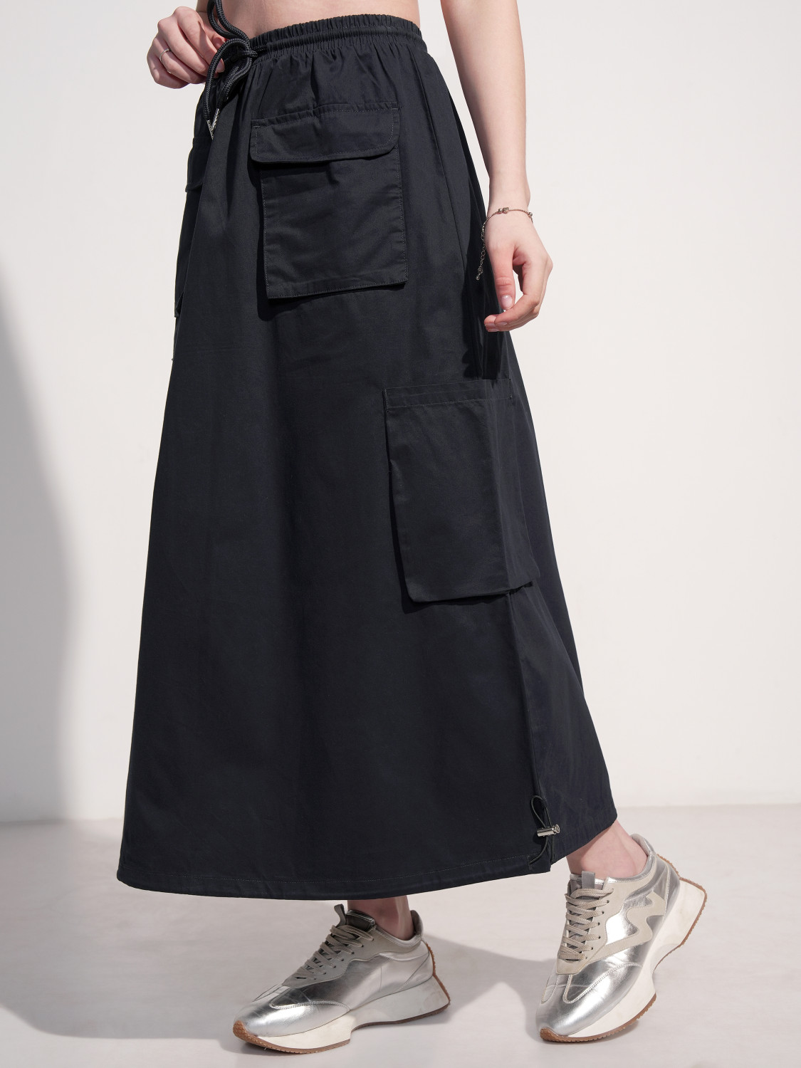 Image of Tokyo Talkies Solid Women Straight Black Skirt
