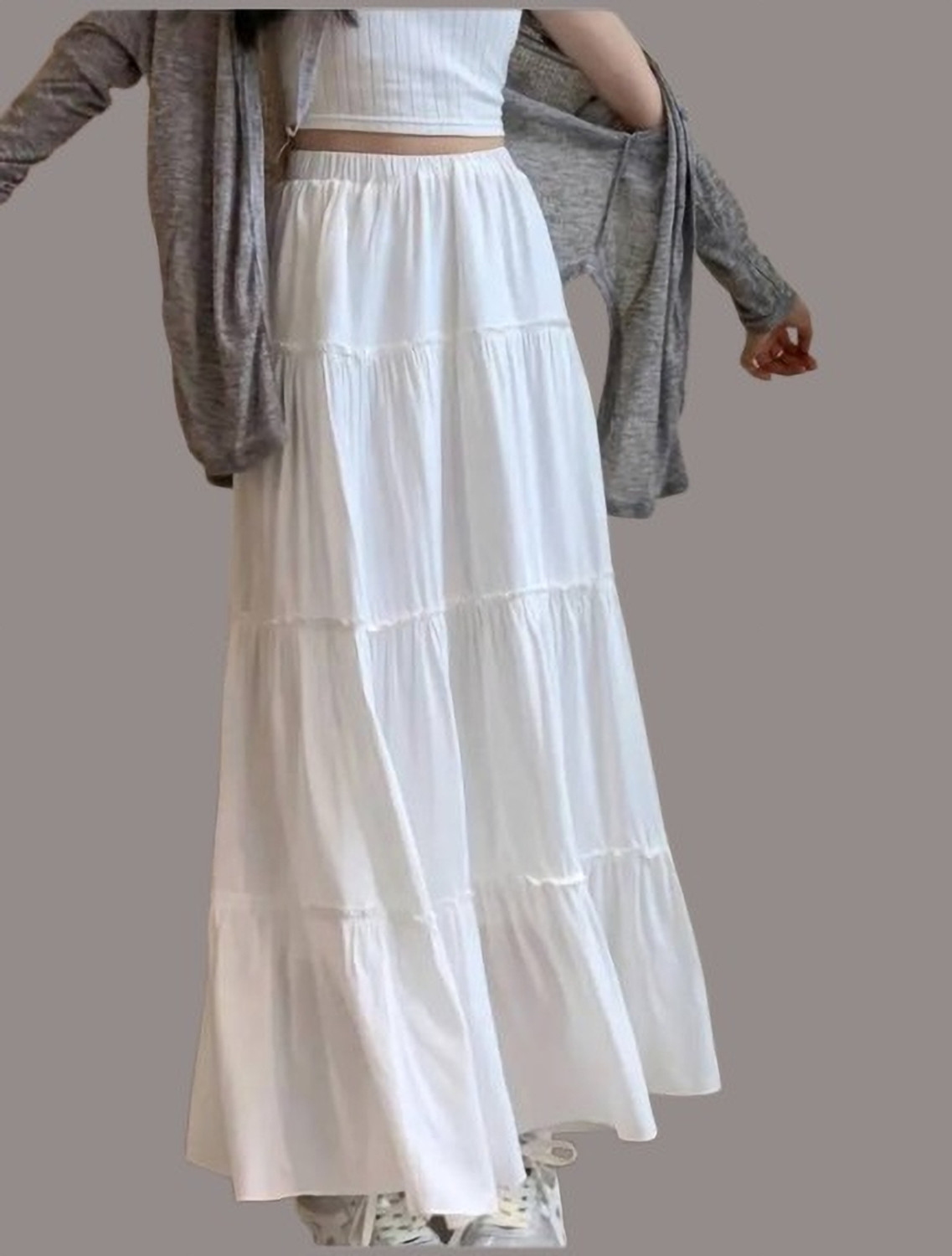 Image of JAI GURUJI Women Flared White Skirt