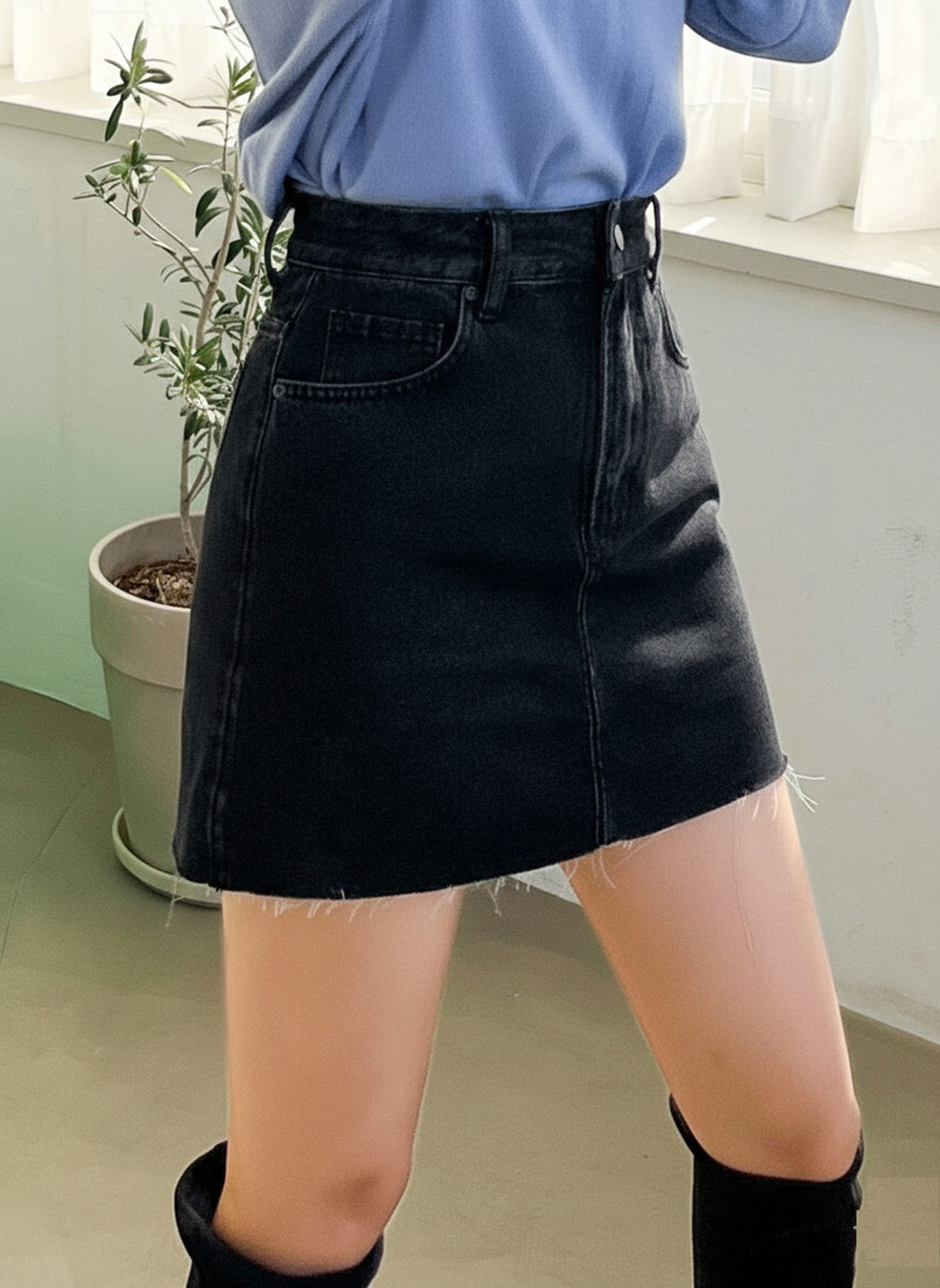 Image of KOTTY Solid Women A-line Black Skirt
