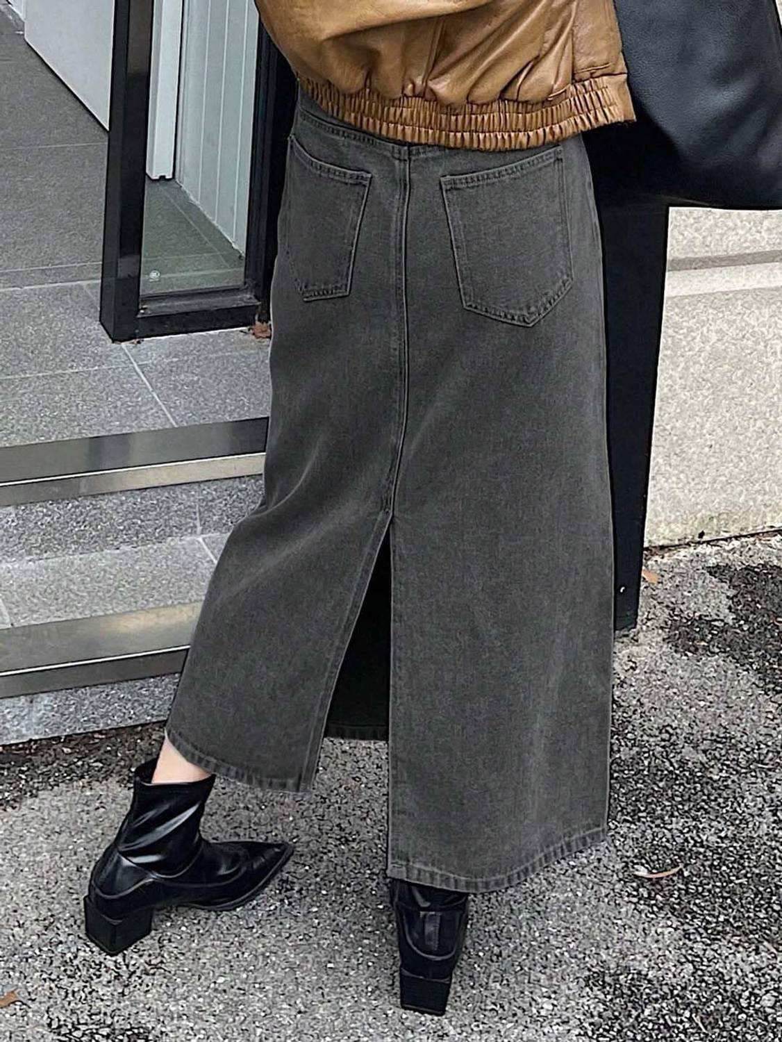 KOTTY Solid Women Straight Grey Skirt - Image 2