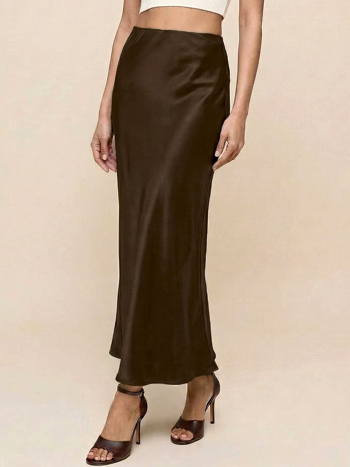 ADDYVERO Solid Women A-line Brown Skirt