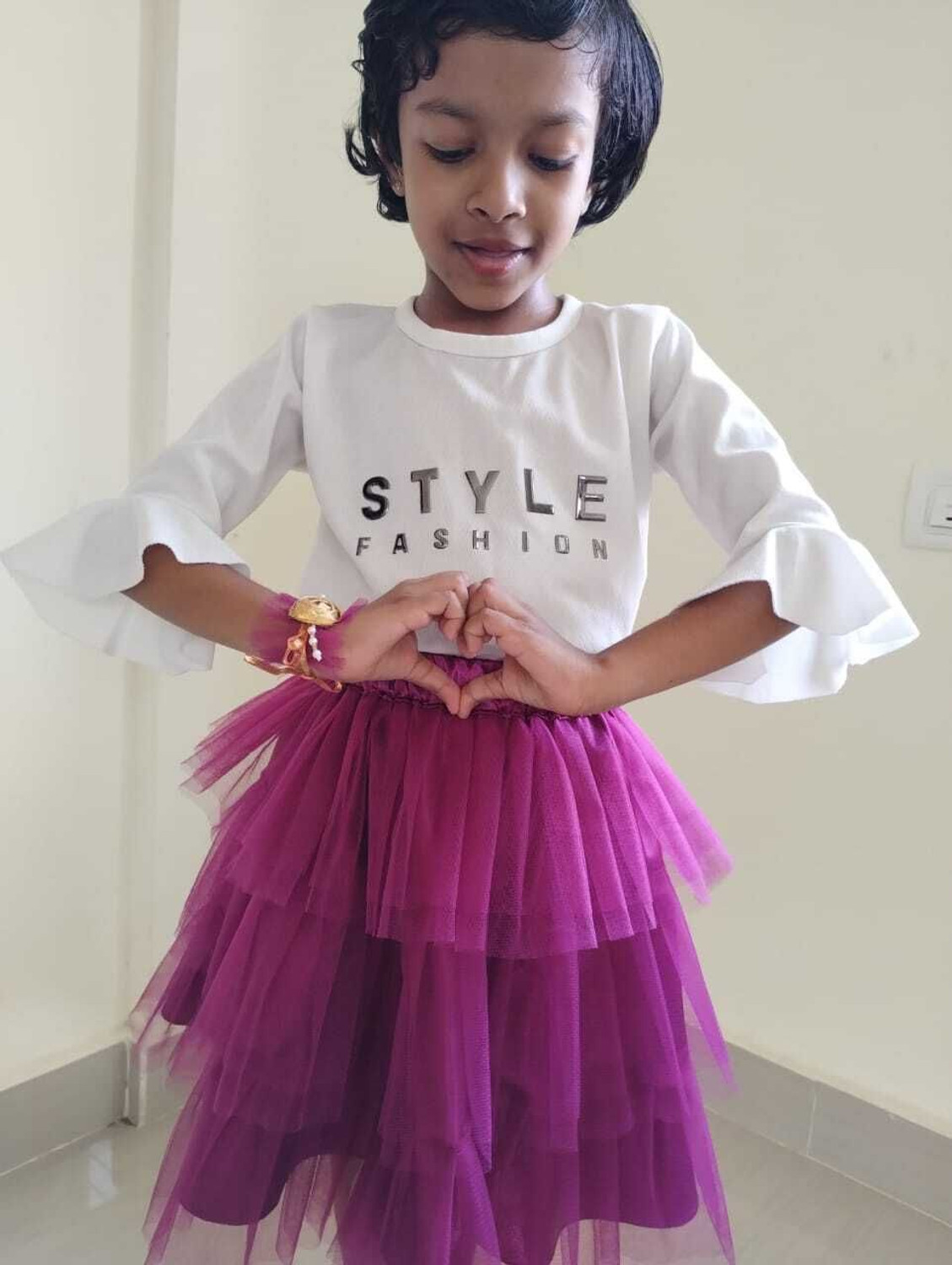 Image of Fashionifyy Self Design Girls Flared Purple Skirt