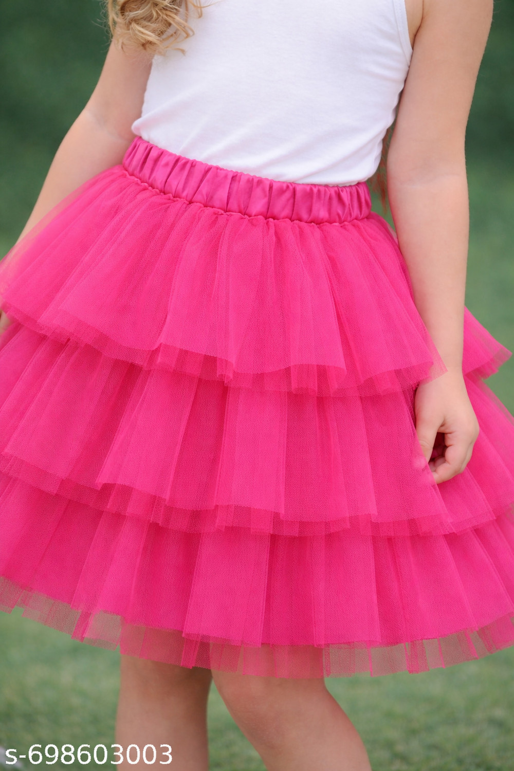 Image of MUMMASCHOICE Solid Girls Flared Pink Skirt