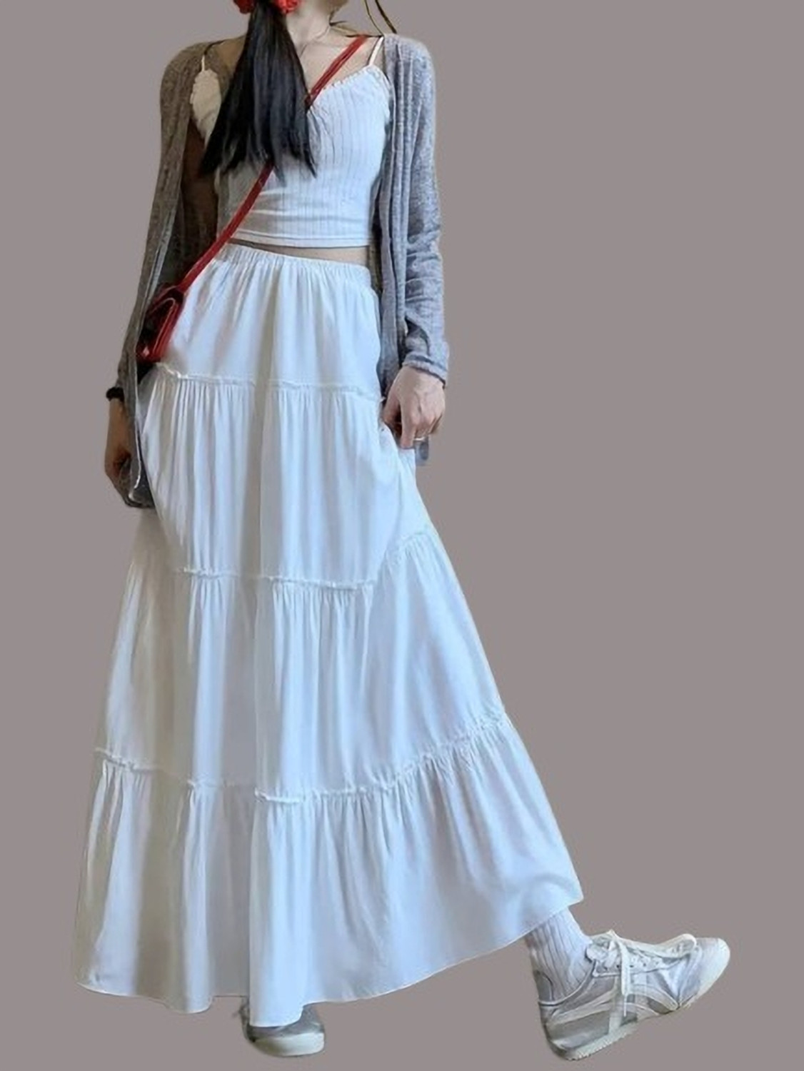 Image of JAI GURUJI Women Flared White Skirt