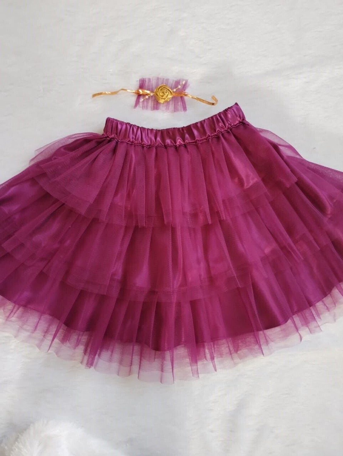 Image of Fashionifyy Self Design Girls Flared Purple Skirt