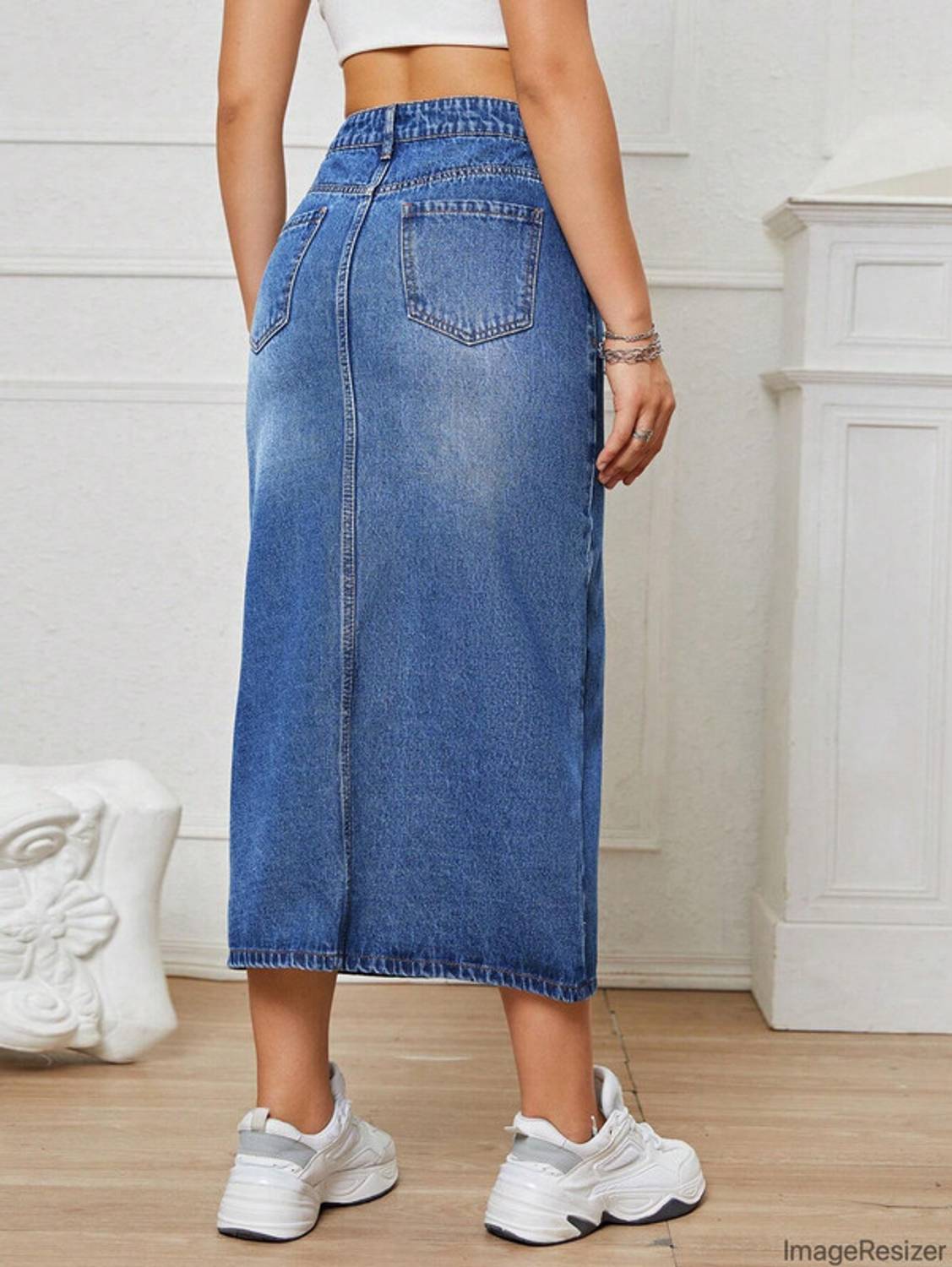 Herway Women Straight Blue Skirt - Image 2