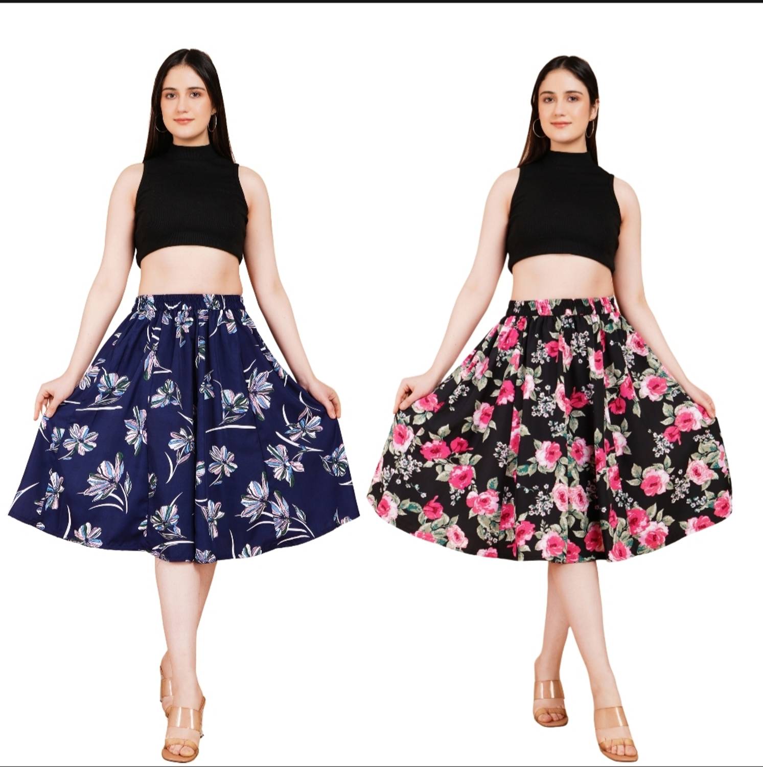 AS All Collection Floral Print Women Flared Multicolor Skirt