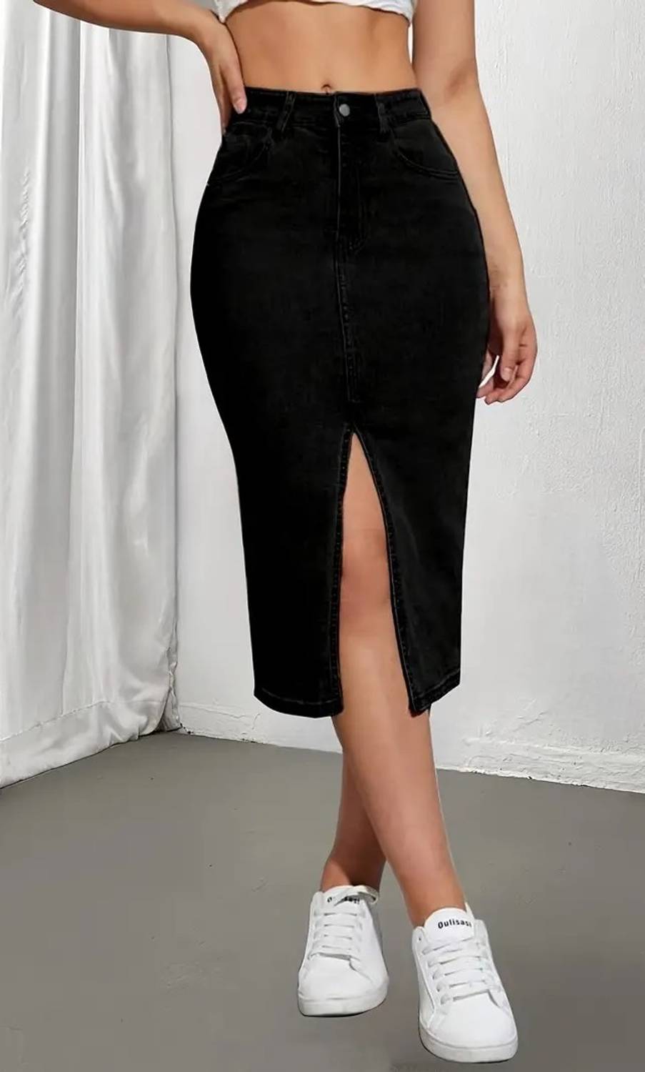 Achyutaya Fashion Solid Women A-line Black Skirt