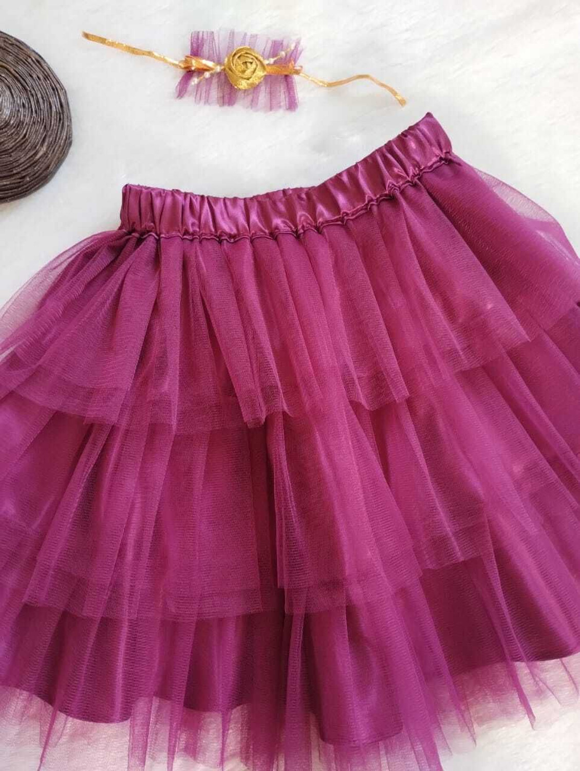 Image of Fashionifyy Self Design Girls Flared Purple Skirt