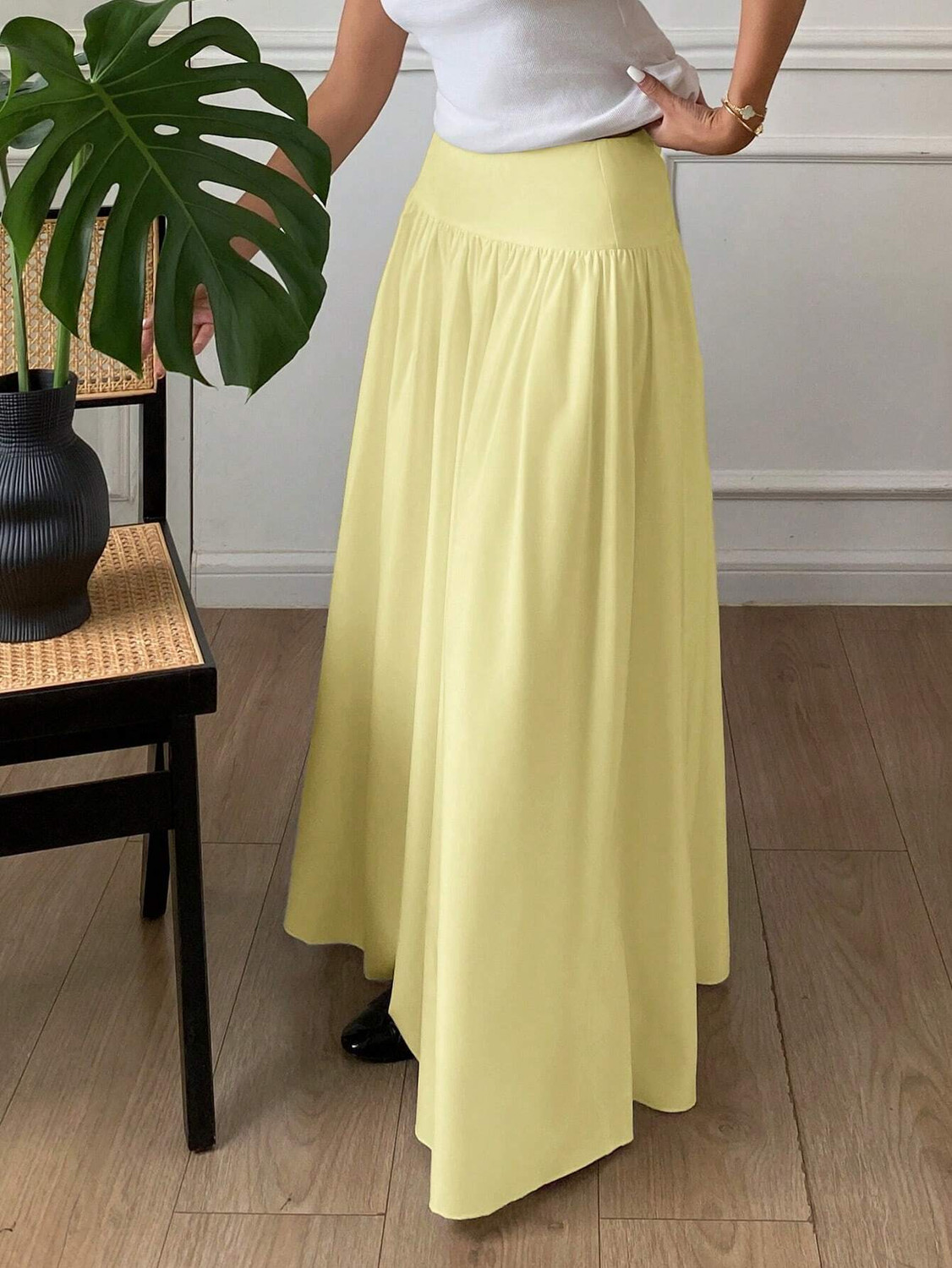 Image of KATECLO Solid Women Regular Yellow Skirt