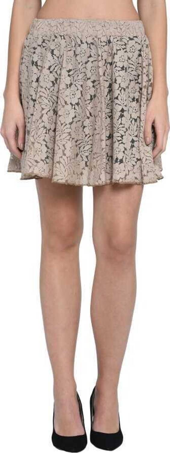 ADDICTED ATTIRE Self Design Women Regular Beige Skirt