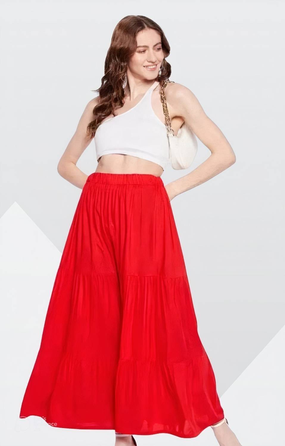 SLF Solid, Self Design Women Gathered White, Blue, Black, Red Skirt