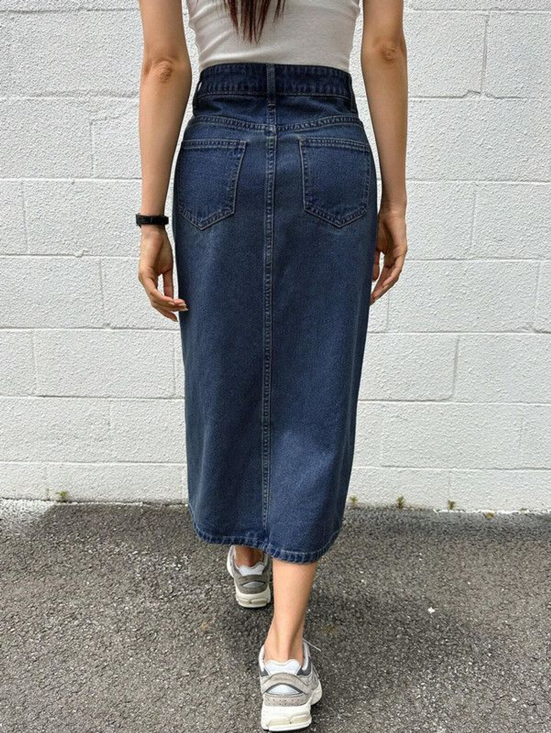 Image of Herway Solid Women Straight Blue Skirt